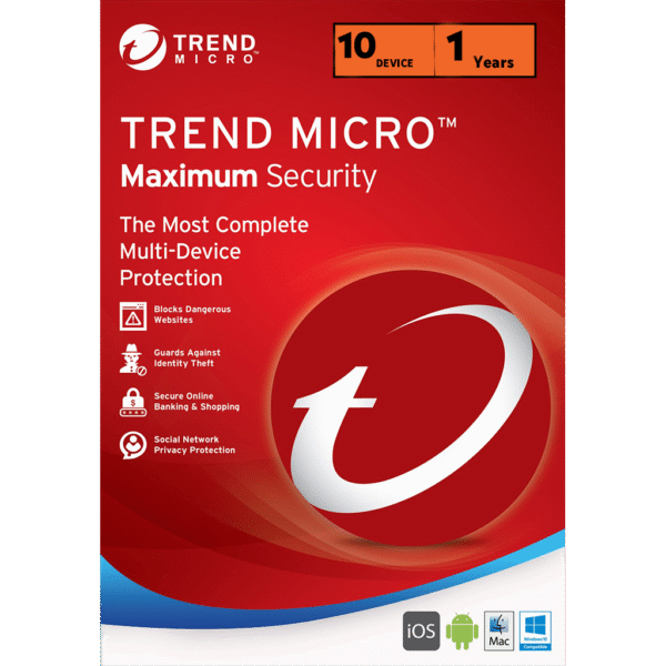 Trend Micro Antivirus – 10 Device, 1 Year آنتی ویروس ترند مایکرو 10 دستگاه 1 ساله